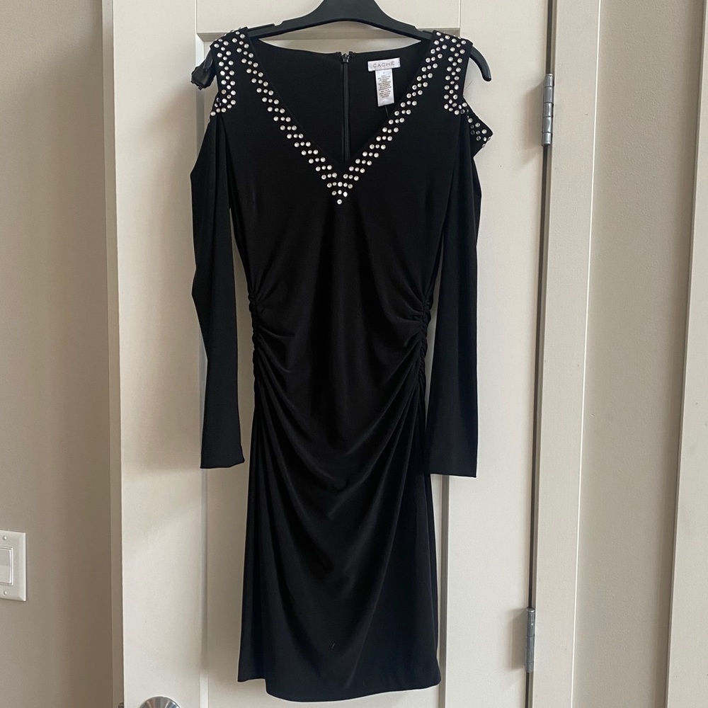 NWT Cache Dress, Cold Shoulder, Long Sleeve, Black